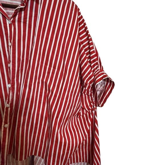 TOV Los Angeles Striped Batwing Asymmetrical High Low Hem Tunic Shirt Dress XL - Picture 3 of 9